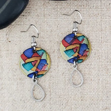Alcohol Ink Stainless Steel Teardrop Connector Earrings