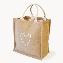 Burlap Jute Canvas Tote - Market Bag - Love