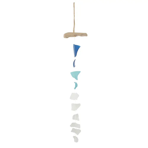 Dark Blue, Light Blue and White Tumbled Glass String