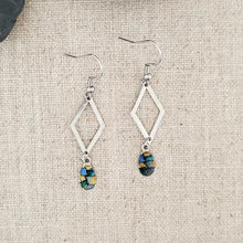 Alcohol Ink Stainless Steel Open Diamond Earrings