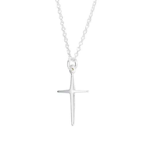 Classic Skinny Cross Necklace - Sterling Silver Cable Chain