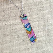 Alcohol Ink Stainless Steel Thin Rectangle Necklace