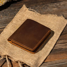 Genuine Leather Handmade Bifold Wallet - Brown