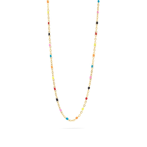 18K Gold PVD Stainless Steel Multi Confetti Chain Necklace - Gold