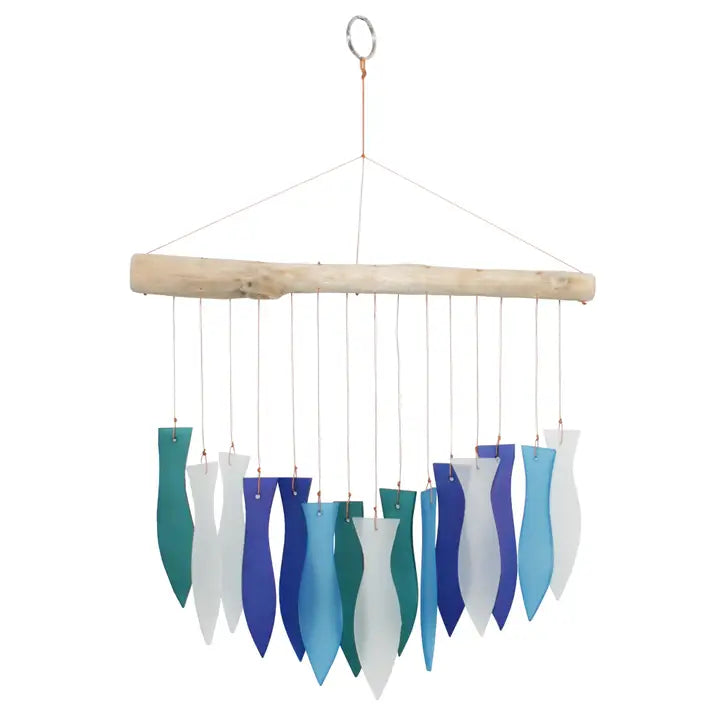 Blue Fish Tumbled Glass Wind Chime