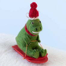 Sledding T-Rex Ornament