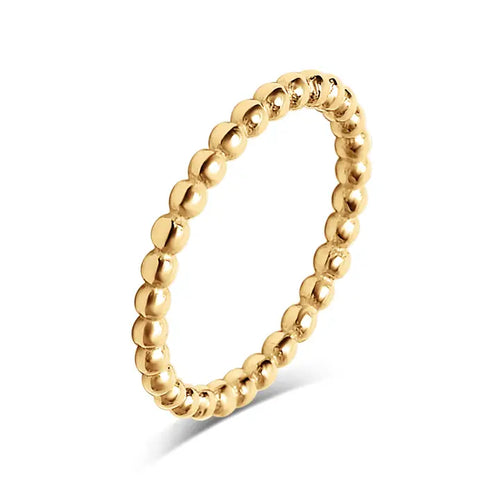 Stainless Steel Beaded Spacer Ring - Gold