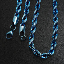 Stainless Steel Blue Rope Chain Necklace 4 mm - 20"