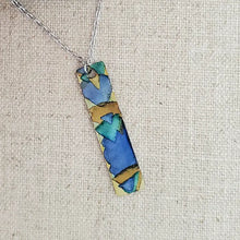 Alcohol Ink Stainless Steel Thin Rectangle Necklace