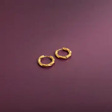 18K Gold Pvd Stainless Steel Textured Twisted Huggie Hoop Earrings - Gold