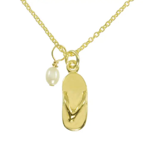 Sunshine & Saltwater Flip Flop Necklace - Gold Plated Sterling Silver