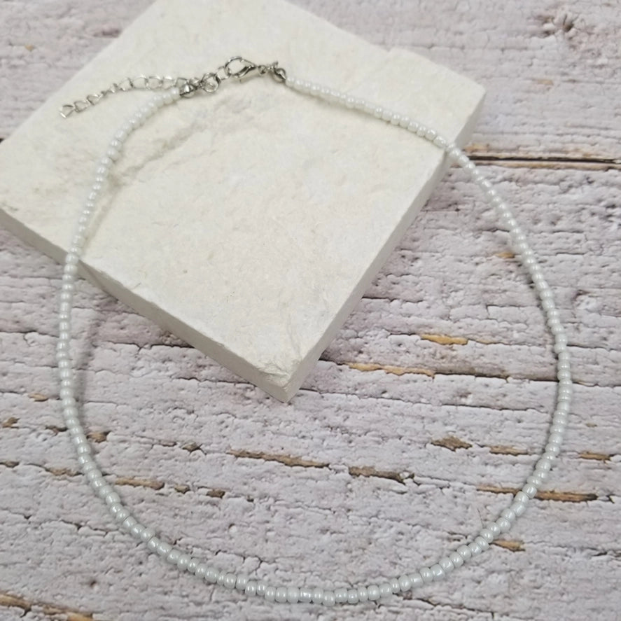 Boho Layered Colorful Seed Beads Necklace - White