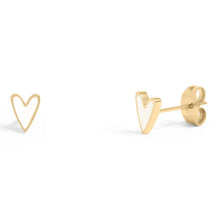 18K Gold Pvd Stainless Steel White Heart Stud Earrings- Gold