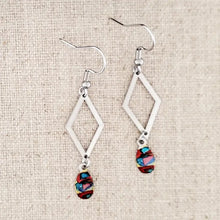 Alcohol Ink Stainless Steel Open Diamond Earrings
