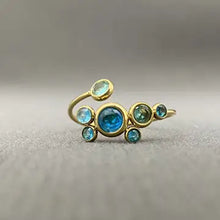 Colored Zirocn Inlaid Ring - 18k Gold Plated