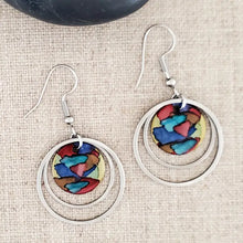 Alcohol Ink Stainless Steel Double Hoop Circle Earrings