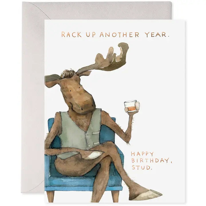 Harvey Moose Esq. - Stud Birthday Greeting Card For A Man