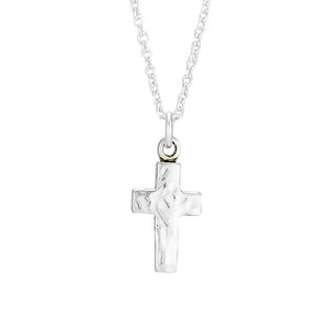 Hammered Cross Necklace - Sterling Silver