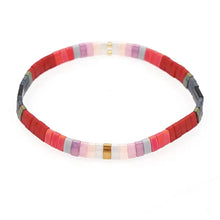 Boho Glass & Hematite Beaded Tila Beads Stretch Bracelet