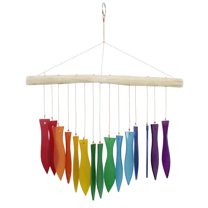 Rainbow Fish Tumbled Glass Wind Chime