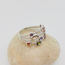 Copper Inlaid Colored Cubic Zirconia Ring