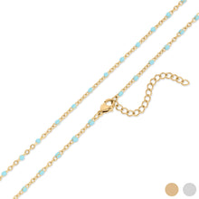18K Gold PVD Stainless Steel Turquoise Chain Necklace - Gold