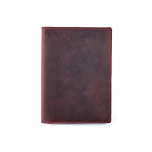 Genuine Leather Passport Holder Case - Red