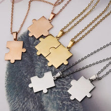 Matching Couple Puzzle Necklace Stainless Steel -Rose Gold