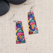 Alcohol Ink Copper & Stainless Steel Medium Trapezoid Earrings
