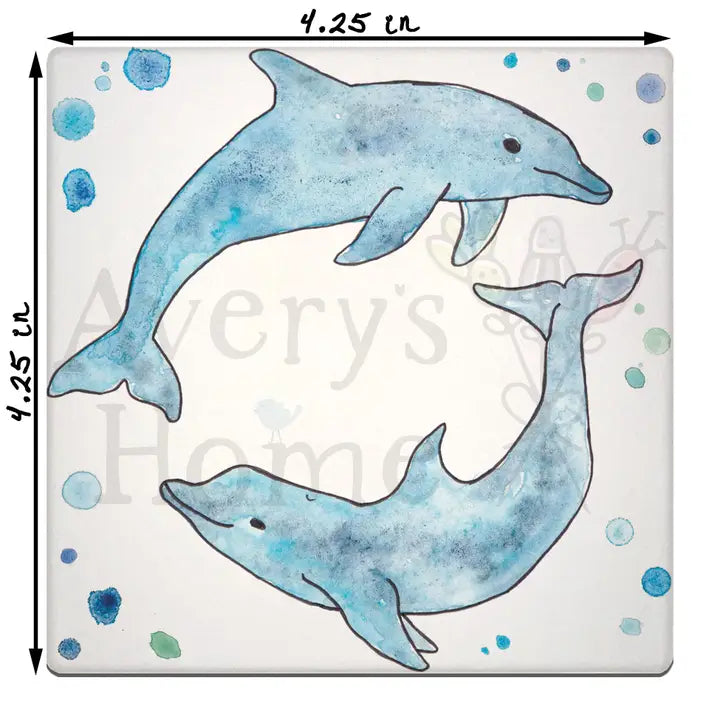 Water Absorbent Stone Coaster - Dolphin