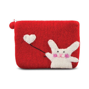 Bunny with Flying Heart Coin Purse - Red