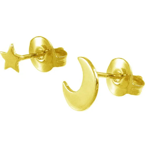 Moon & Stars Studs - Gold Plated Sterling Silver