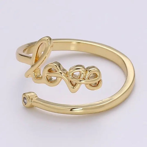 24k Gold Filled Love Open Adjustable Ring