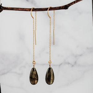 Stone Threader Earrings - gold-filled