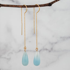 Stone Threader Earrings - gold-filled