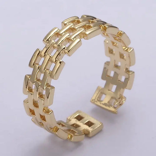 Gold Filled Panther Link Open Adjustable Ring