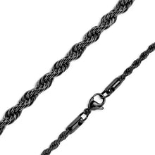 Black Stainless Steel Rope Chain Necklace - 7mm/20"