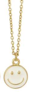 All Smiles Pastel Happy Face Necklace - White