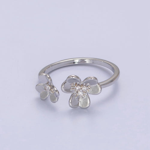 Dainty Micro Pave Silver Flower Ring