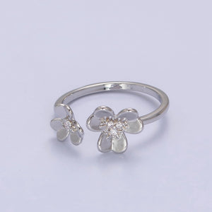 Dainty Micro Pave Silver Flower Ring