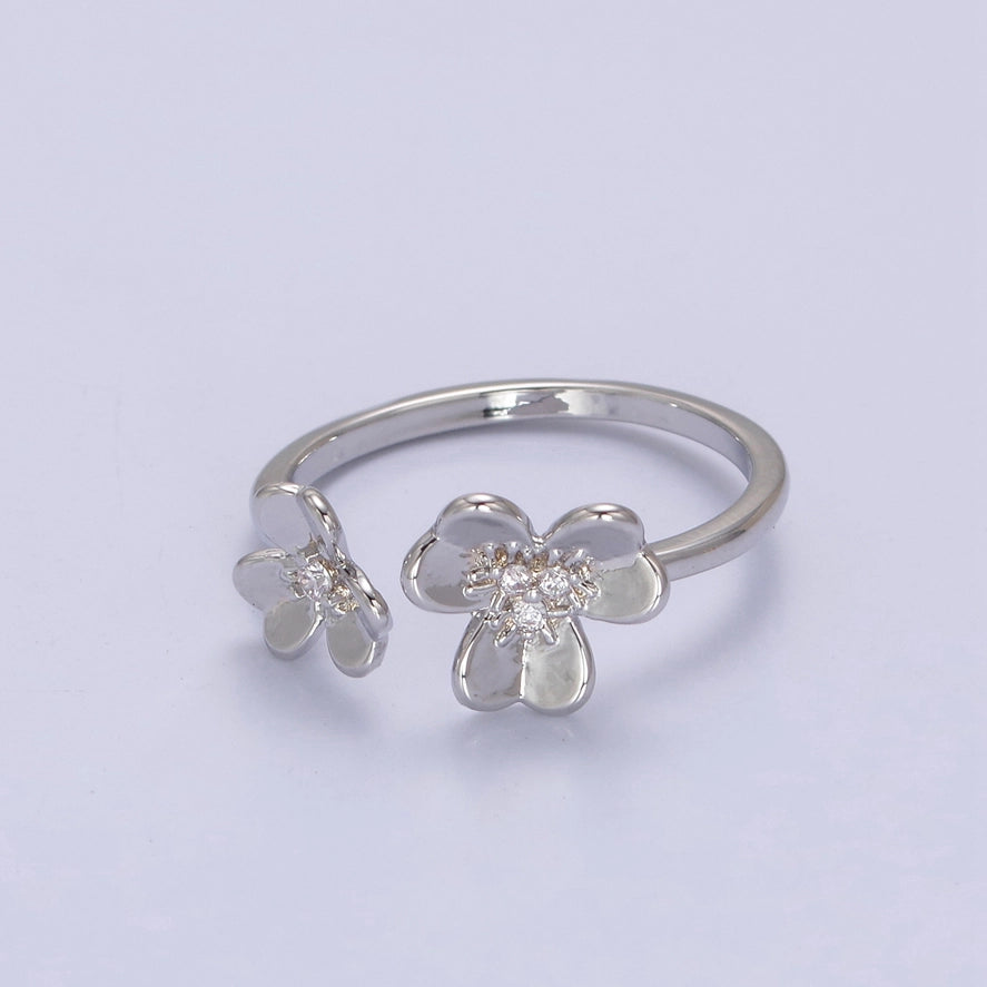 Dainty Micro Pave Silver Flower Ring
