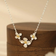 Two-Tone Triple Floral Charm Necklace in 925 Sterling Silver
