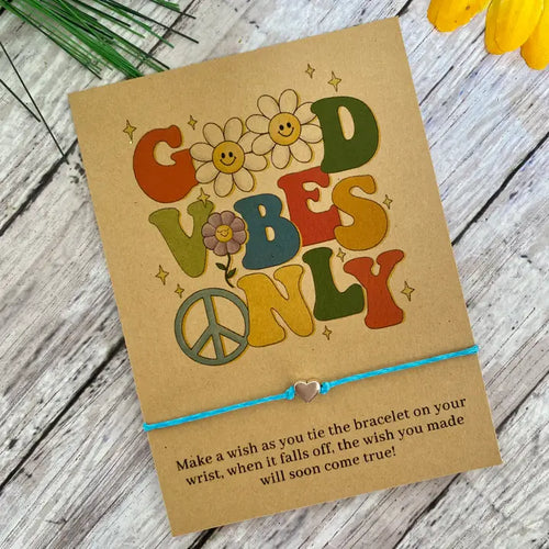 Good Vibes Only Retro Wish Bracelet - Navy