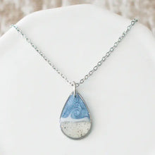 Custom Sand Necklace Wave Teardrop - Silver