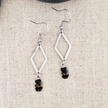 Alcohol Ink Stainless Steel Open Diamond Earrings