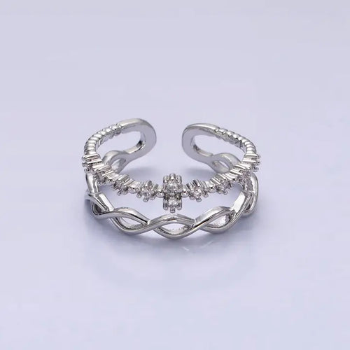 Double Band Twist Knot Open Adjustable Ring