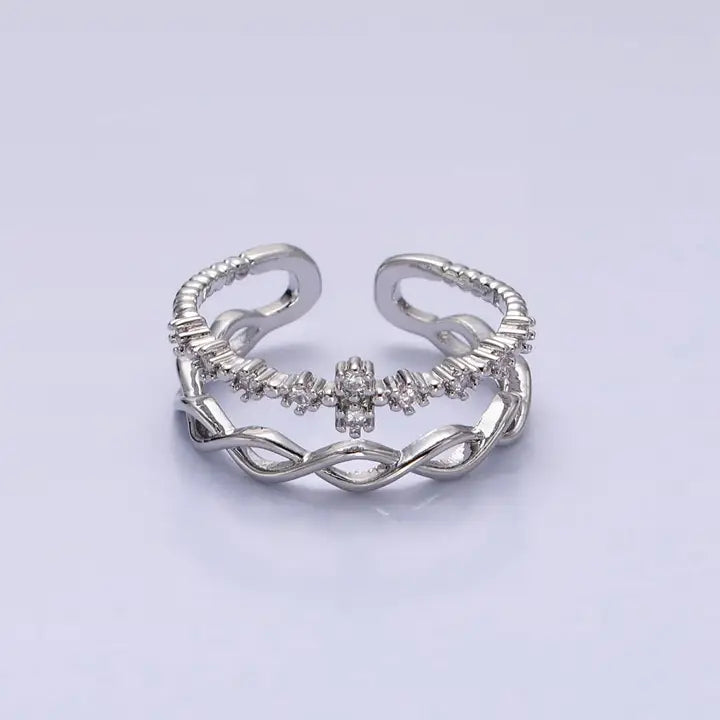 Double Band Twist Knot Open Adjustable Ring