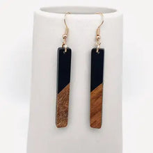 Resin Wooden Stick Pendant Earrings - Rectangle