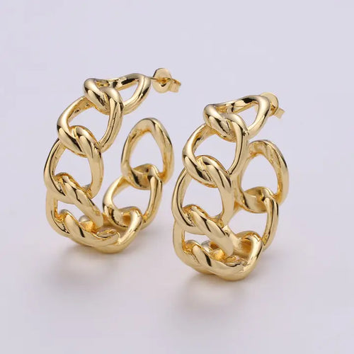 Chunky Gold Link Hoop Earrings