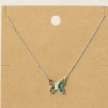 Gold Dipped Mini Butterfly Pendant Necklace - Silver